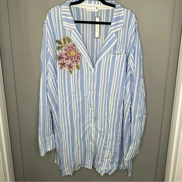 Soncy Tops - NWT Soncy Pajama Set Blue & White Striped Long Sleeve & Short Set Size 5 / 28